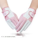 ゴルフグローブ レディース 両手 女性用 ゴルフ手袋(ピンク, 19 (16.5cm-17.0cm))