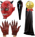 【楽天ランキング1位入賞】ハロウィン コスプレ マスク 赤鬼 デビル グローブ 悪魔 ホラー かぶりもの