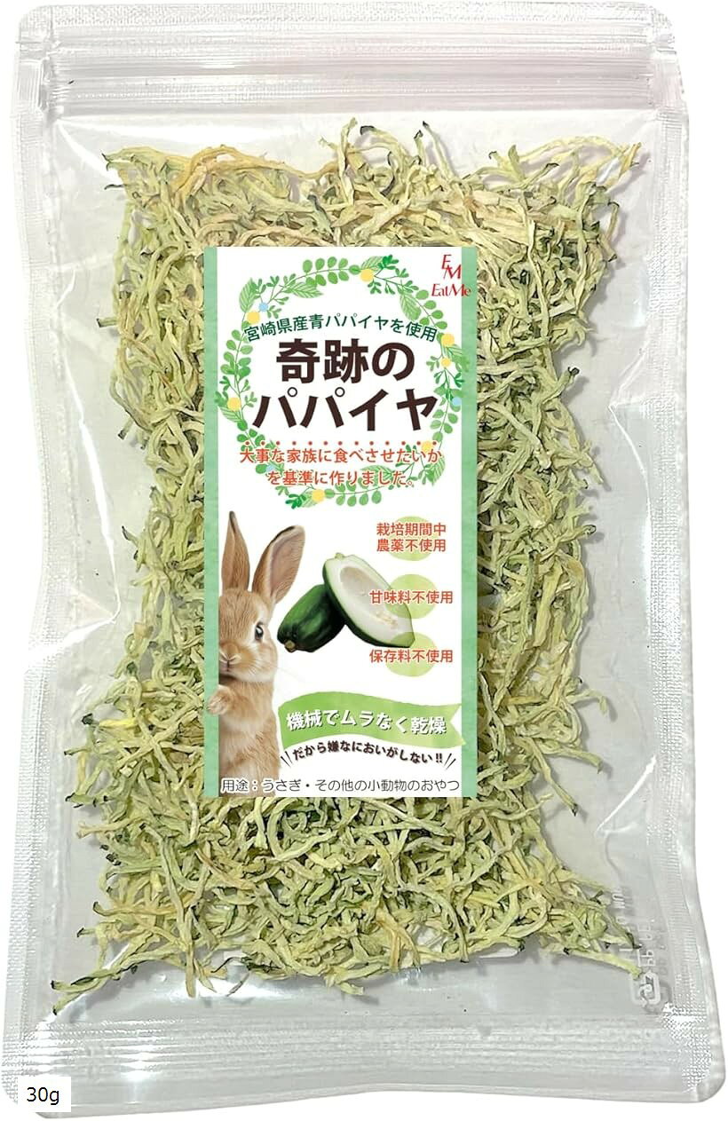 いやなにおいがしない 奇跡のパパイヤ うさぎ 小動物のおやつ 宮崎県産 栽培期間中農薬不使用 (30g)