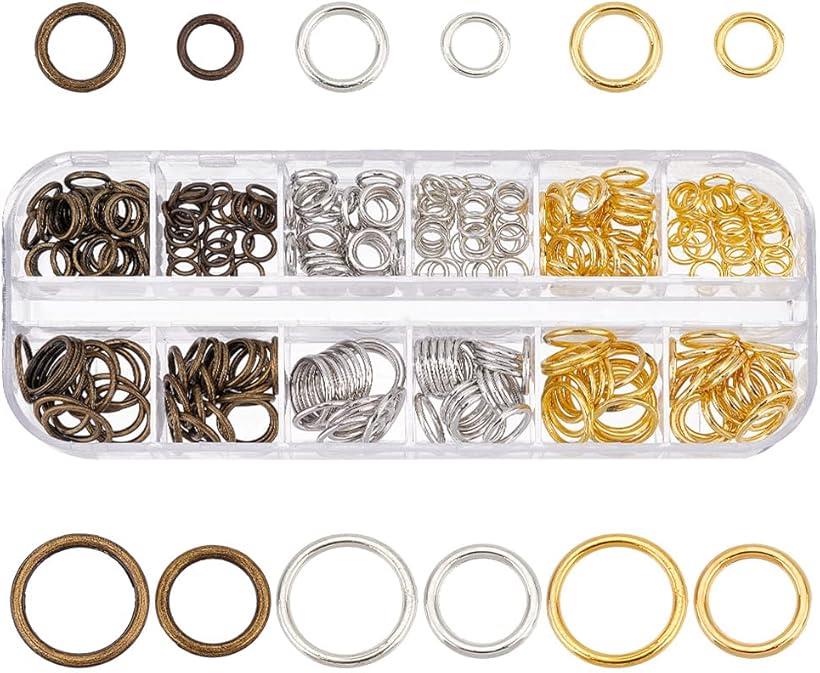 PandaHall 丸カン 約285個入り 4サイズ 3色 マルカン リング 金具セット アクセサリーパーツ ハンドメイド 手作り ブレスレット ピアス イヤリング ネックレス ジュエリーDIY用 基礎パーツ 手芸用品(ミックスカラー)