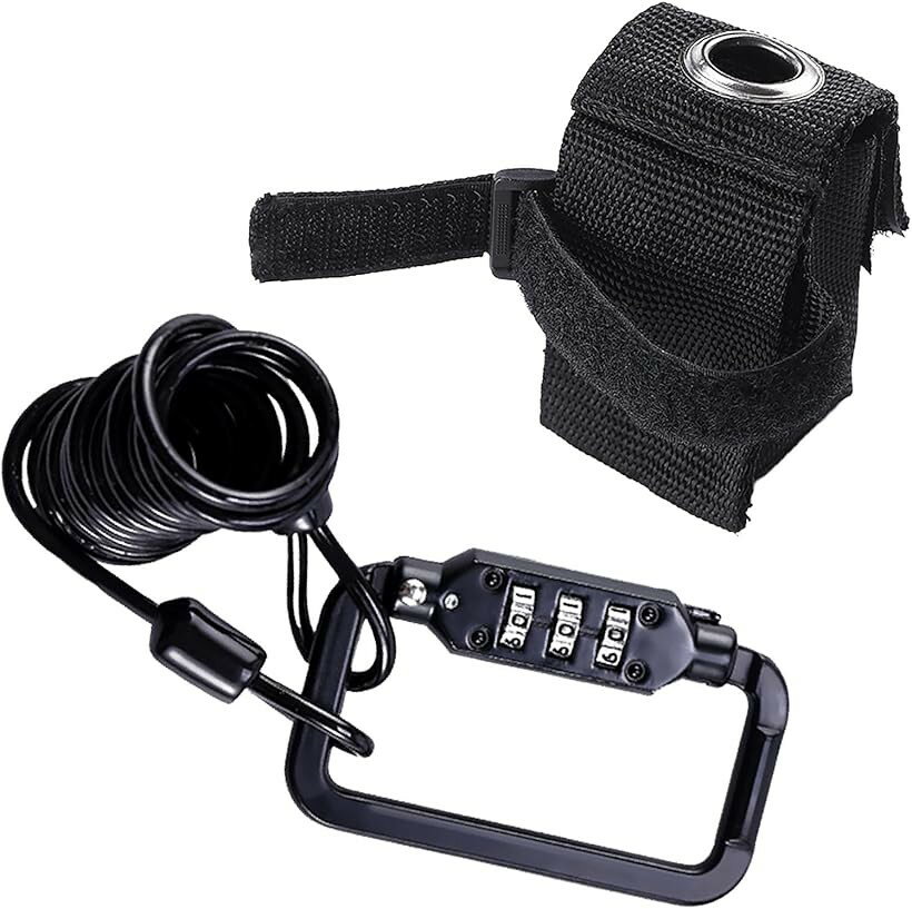 ダイヤル式カラビナ ワイヤーロック ヘルメットロック 盗難防止 自転車ロック ダイヤルロック キーレス 3桁 軽量 携帯便利 ケース付き (ブラック)