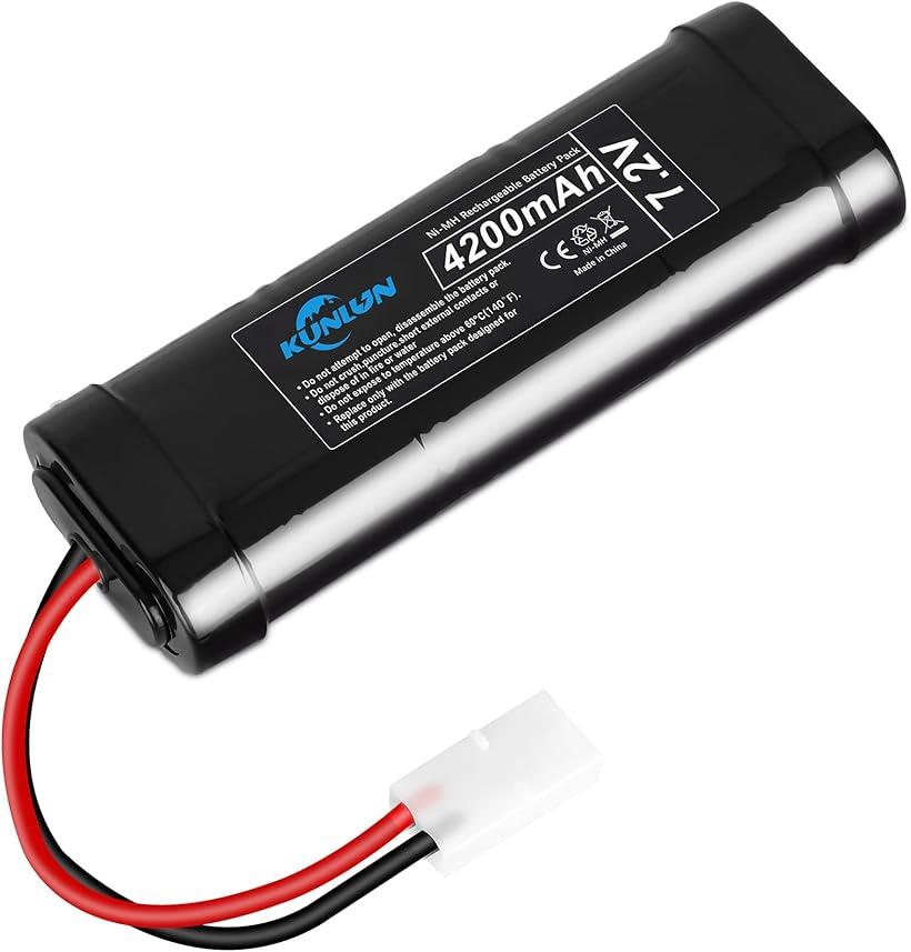 ラジコン バッテリー7.2v NiMHニッケル水素バッテリー 4200mAh KUNLUN 多種類のRCカー用 タミヤ互換コネクター付きラジコン用バッテリー