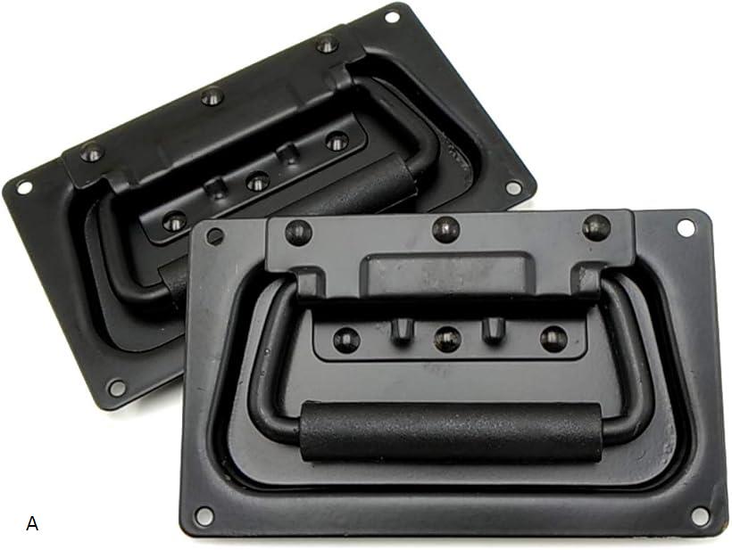 取っ手 トランク 取手 持ち手 プルハンドル 埋め込み スプリング バネ ブラック A (A)