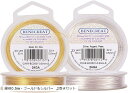 アクセサリーワイヤー 光沢 変色防止 クラフト銅線 ジュエリー作り 手芸素材 手作り(線径0.5mm・ゴールド&シルバー, 2巻きセット)