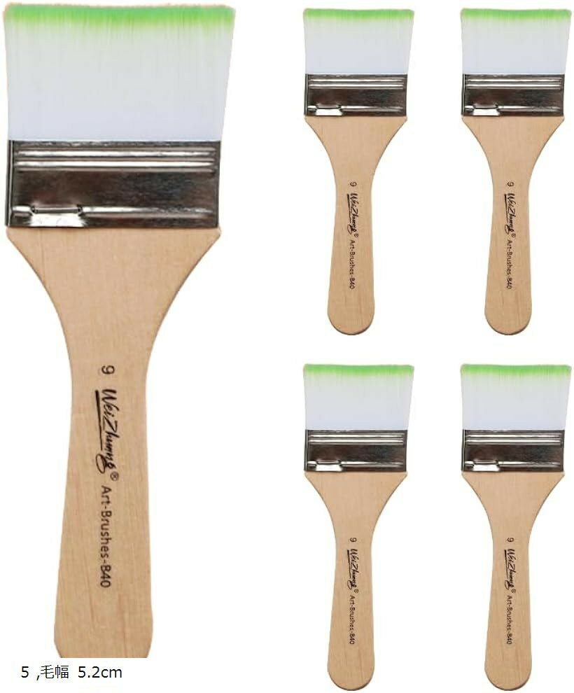 ペイントブラシ 平筆タイプ はけブラシ セット 木製グリップ 刷毛 塗装 アート DIY 工作 手芸用 (ブラ..