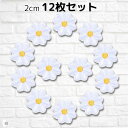 ワッペン 花 2cm 12枚セット アイロン接着 女の子 アップリケ 刺繍(白)