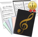 楽譜 ファイル 台紙 4面 （5色） 書き込み 見開き A4 10枚/40面 書き込める ピアノ 伴奏1冊(ブラック)