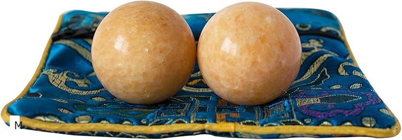 風水グッズ 健康球 天然石 ハンドプレイ(オレンジ, M)