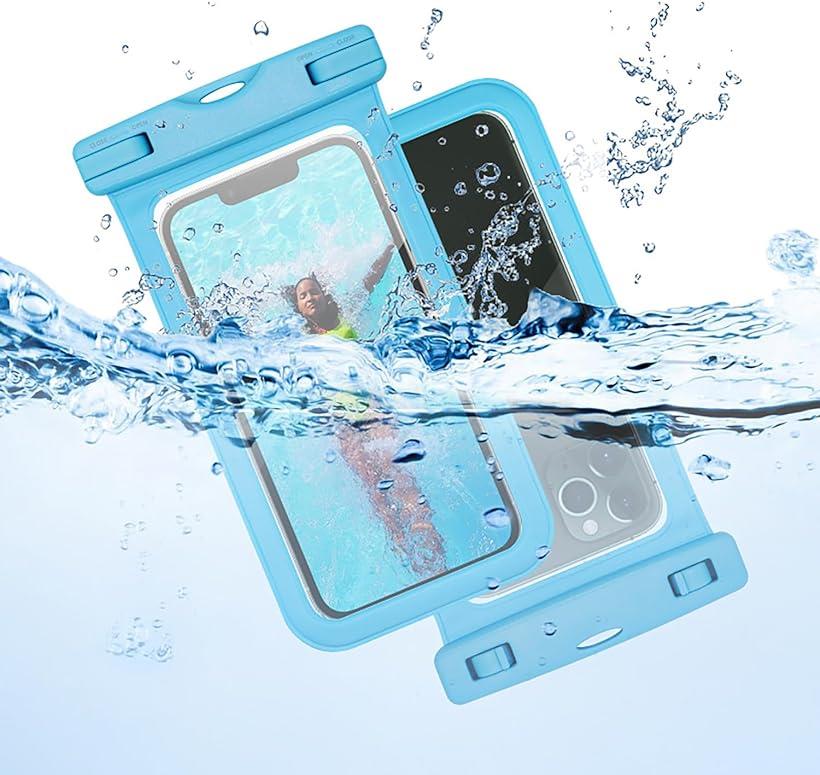楽天OHstore2枚セット スマホ 防水ケース IPX8 海 プール 風呂 顔認証 水中 撮影 タッチ可能（ ブルー）