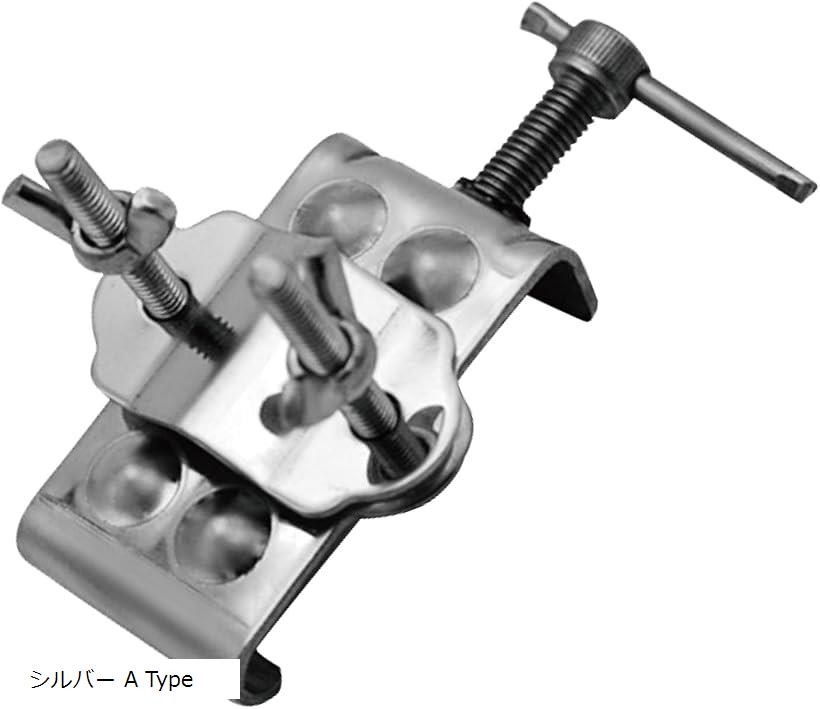 パラソル ホルダー ヘラブナ 釣り 竿 取付 固定 釣台 ポール ジョイント テーブル ステンレス 釣具 アウトドア イベント 万力 金属(シルバー A Type, A Type)