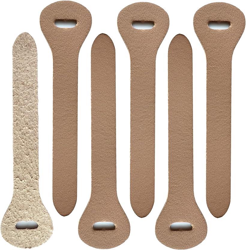 革引き手 ジッパースライダー ジッパープル 全長70mm 革製 6個セット ジッパータブ 引手 (カーキ)