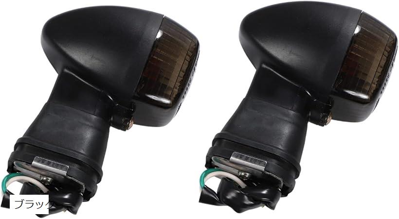 互換品アンバーウインカー 左右セット フロント GPZ1100 ZX-12R ZX-6R ZX-9R ZX-7R ZXR250R KLE400 KLE500 バイク カスタム 汎用品 社外品 ブラック (ブラック)