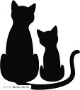 猫シルエットステッカー 耐水・屋外耐候3.4年 ネコ シール 車 防水 光沢(ブラック, 横15cmx縦17cm)