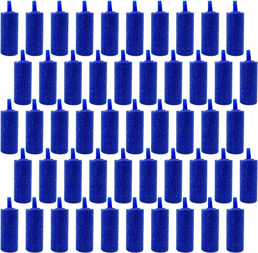 【全品P5倍★5/23 20時～】エアストーン セット 円筒型 水槽用 エアーストーン 水草 熱帯魚 アクアリウム(20mmx50mm 50個, ブルー) 1