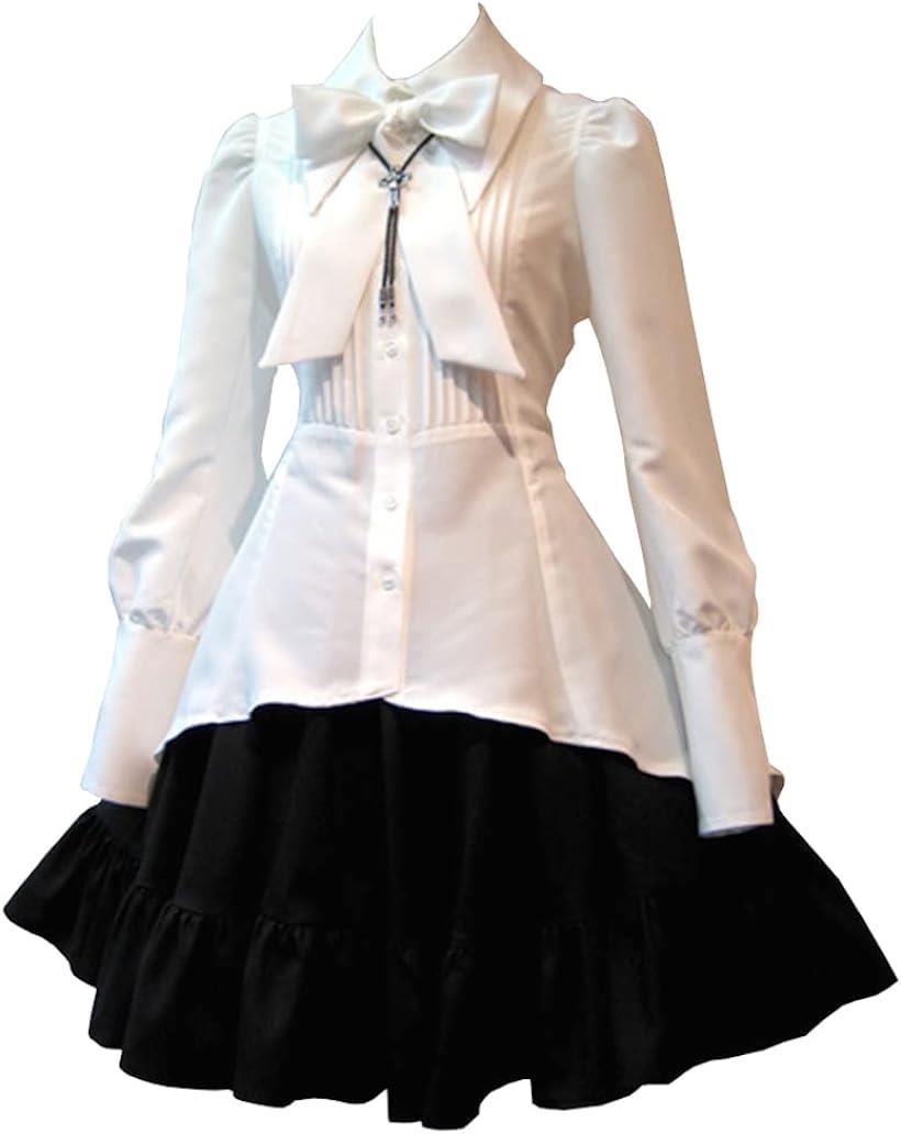 シャツドレス コスプレ ロリータファッション (A/ホワイト, L)
