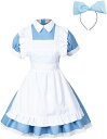 【全品P5倍★ワンダフルデー】メイド服 コスプレ 3点セット ワンピース エプロン カチューシャ ロリータ コスチューム(XL)