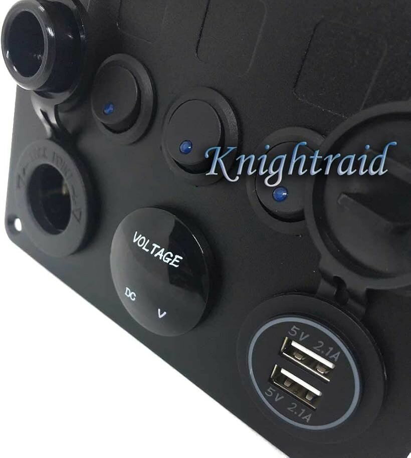 �ڳ�ŷ��󥭥�1�����ޡ۲��� 12V 24V �б� �ɿ� �����å� �ѥͥ� �ǥ奢�� �������饤���� �����å� 2.1A USB LED �Ű��� �դ� �ޥ�� �ܡ��� ���� �֥롼 (5�����å�+2USB+1������)