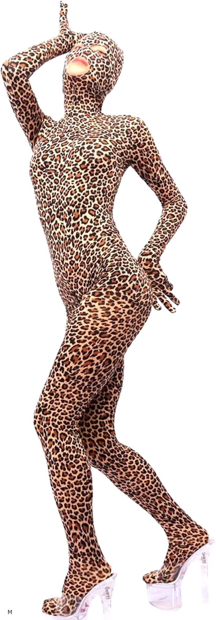 全身タイツ ヒョウ柄 コスプレ セクシー キャットスーツ ゼンタイ ハロウィン e667 M (M)