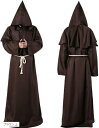 ハロウィンコスチューム 中世の修道士コスプレ 男女兼用 魔術師 コスチュームパーティー 仮装 茶色(ブラウン, L)(3)