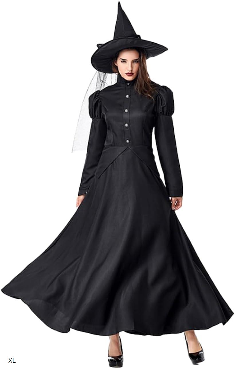 魔女 コスプレ ハロウィン 仮装 衣装 ロングワンピース 大人 魔法使い XL (XL)