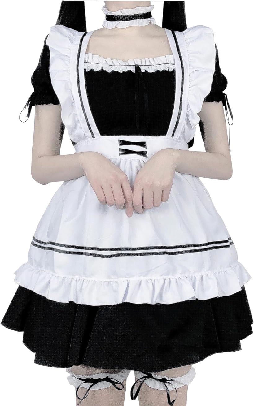 メイド服 コスプレ エプロン フリル ロリータ 女装 ゴスロリ (XL)