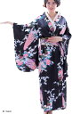 和装 コスプレ レディース 着物 日本 お土産 外国人 和服 アニメ 衣装 着物ドレス kimono(黒(black), Free Size)
