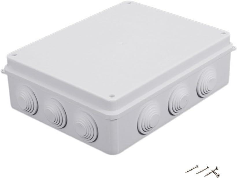 ジャンクションボックス 電源ボックス 255x200x80mm 屋外 防水 小型 接続ボックス 接続箱 ABSプラスチック 防塵 中継 端子 ホワイト
