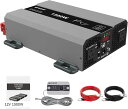 インバーター 正弦波 12V 1500W 最大 3000W DC 直流をAC100V 交流 50HZ 60HZ切替 ACコンセントx2 USBポートx 有線リモコン遠隔操作 インバーター太陽光発電 地震停電(グレー, 12V1500W)