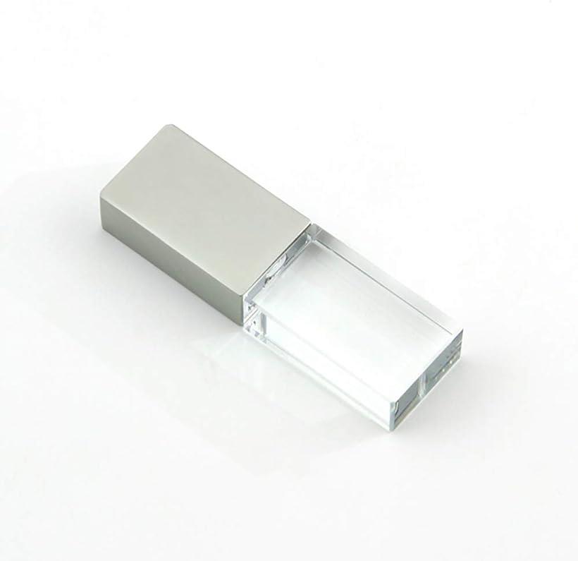USBメモリ USBメモリ 64GB おしゃれ ガラス製 透明 青色光 マットメタル かわいい USB2.0 USBフラッシュメモリ シルバー( シルバー, 64GB)