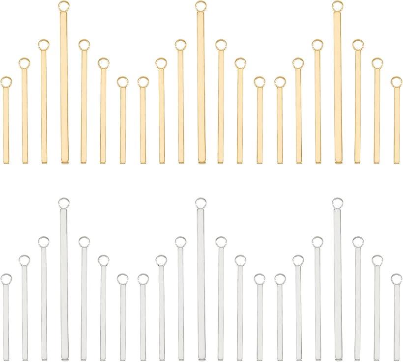 44個 4サイズ23-43mm 2色 スティックチャーム ステンレスチャーム 棒 バー パーツ メタルスティック カ..