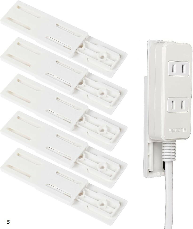スプレンノ 電源タップ コンセントタップ 固定ホルダー 5個セット 壁 壁掛け 木ネジ 壁取付用 穴あけ＆ネジ止め不要 取り付け簡単 (5個)...