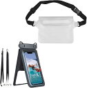 防水スマホケース 防水ポーチ 2点セット ストラップ付 ショルダー 防水バッグ 小物入れ 海 アウトドア(ホワイト)