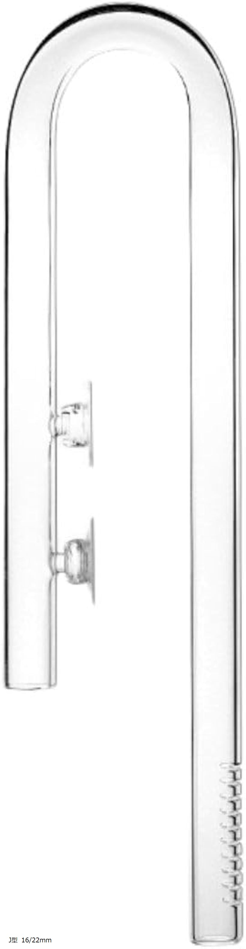 アクアリウム ガラスパイプ 水槽 リリーパイプ ポピーパイプ 給水 排水 小型 J型 16/22mm (透明)