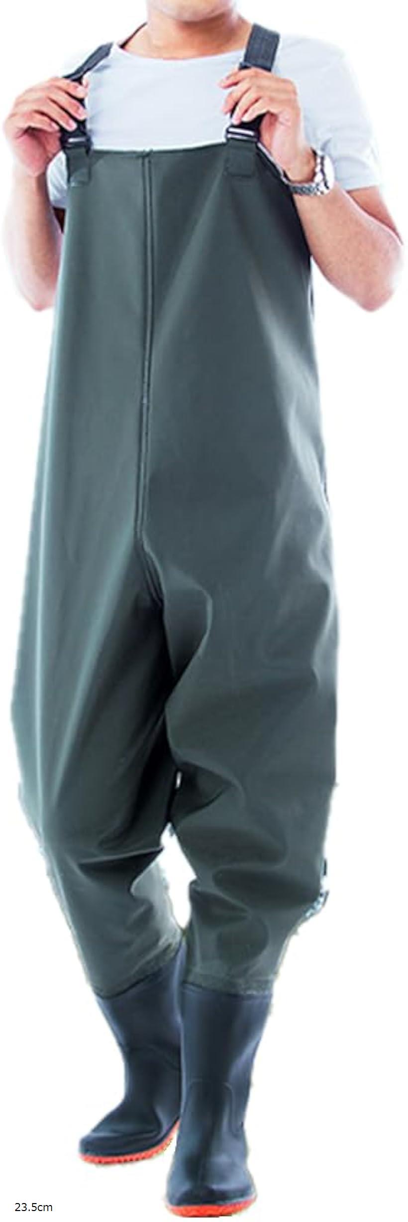 ウェーダー チェストハイ 水陸両用 胴長 胴付長靴 釣り 農作業 除雪 掃除 漁業 男女兼用 フィッシングスーツ 23.5cm (23.5cm)