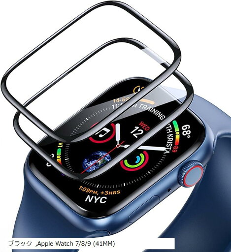Apple Watch ガラスフィルム 9H強化ガラスフィルム 全面保護 画面保護カバー 耐傷性 指紋防止 2枚セット(ブラック, Apple Watch 7/8/9 (41MM)) Apple Watch ガラスフィルム 9H強化ガラスフィルム 全面保護 画面保護カバー 耐傷性 指紋防止 2枚セット(ブラック, Apple Watch 7/8/9 (41MM))