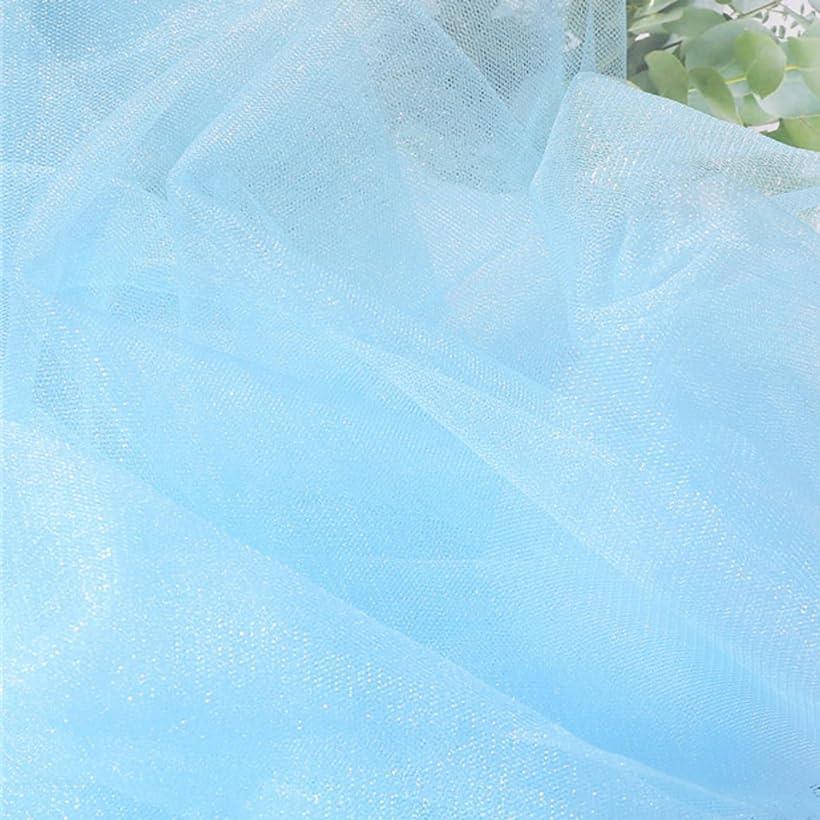 【楽天ランキング1位入賞】微光沢 ソフト チュール 生地 3mx幅160cm カラー レース 無地 布 手芸(ライトブルー)