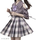 学生服 JK 制服 コスプレ 肩出し スクール制服 上下セット セーラー服 セクシー 正統派 フル セットアップ スカート 大きいサイズ 可愛い コスチューム 衣装 女性用 レディース かわいい 仮装 ハロウィン(パープル, Sサイズ)