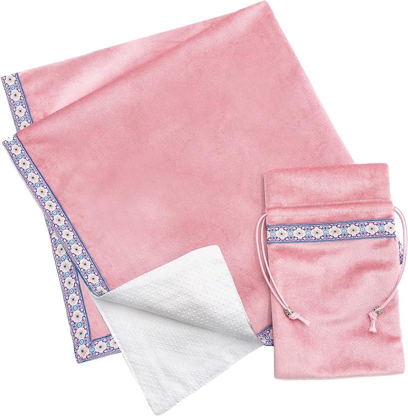 タロットクロス パステルカラー 滑り止め付き タロットカード オラクルカード かわいい ピンク (ピンク, ワンサイズ)