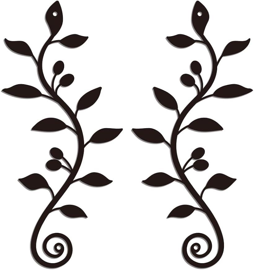 壁 装飾 オリーブの枝の葉の壁アート 装飾 黒錬鉄製スクロール