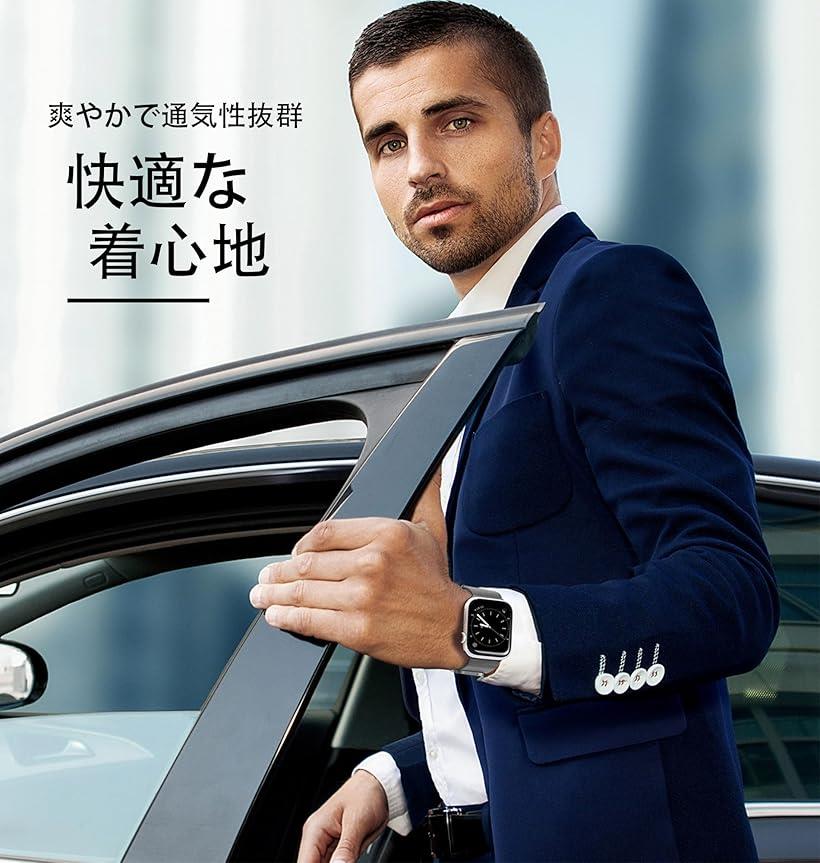 コンパチブル Apple Watch バンド アップルウォッチバンド ステンレス留め金製 男女兼用バンド 長さ調節 メッシュ ベルト Series(グレー, 42mm/44mm/45mm/49mm)
