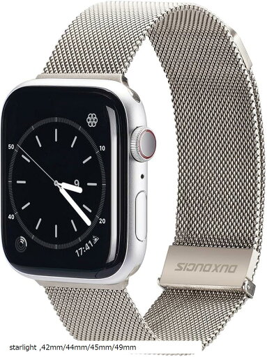 コンパチブル Apple Watch バンド アップルウォッチバンド ステンレス留め金製 男女兼用バンド 長さ調節 メッシュ ベルト Series(starlight, 42mm/44mm/45mm/49mm) コンパチブル Apple Watch バンド アップルウォッチバンド ステンレス留め金製 男女兼用バンド 長さ調節 メッシュ ベルト Series(starlight, 42mm/44mm/45mm/49mm)