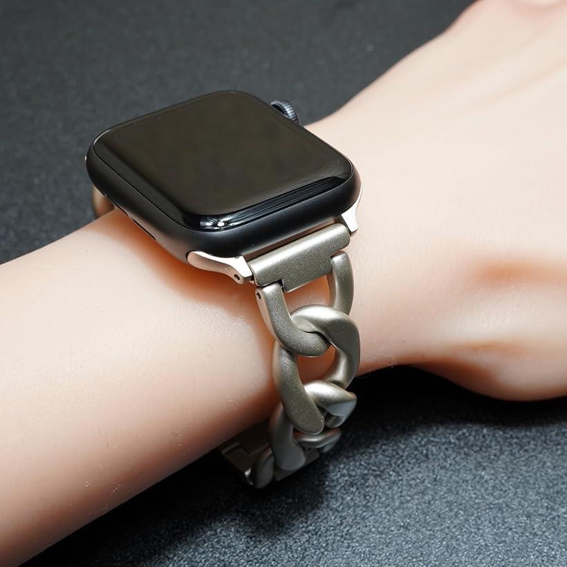 Apple watch チェーンバンド おしゃれ アップルウォッチ 時計 ベルト/ステンレス Series 10 9 8 7 6 5 4 Ultra レディース メンズ ギフト(スターライト, 44mm 45mm 46mm 49mm)