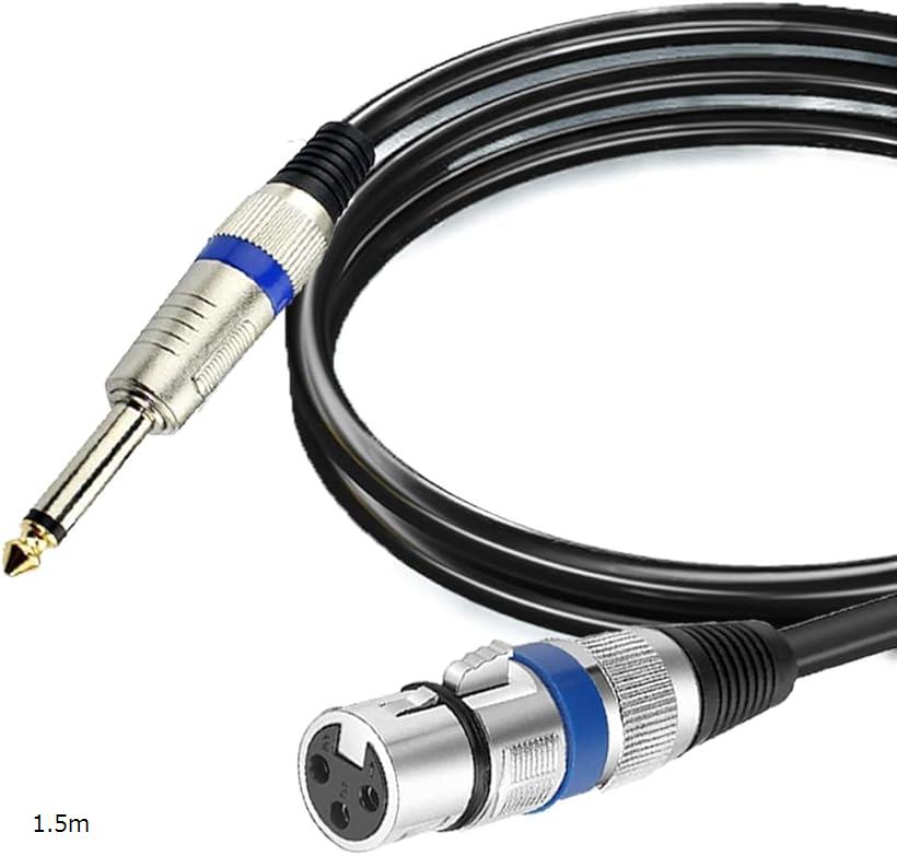 XLR 6.35mm 変換ケーブル マイク キャノン ケーブル メス(1.5m)