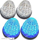 互換品 カスタマイズ 24V トラック用 LED マーカーランプ サイド クリスタルカット仕様 16LED 汎用 シーリングタイプ防水 各色(クリアレンズ ブルー, 4個)