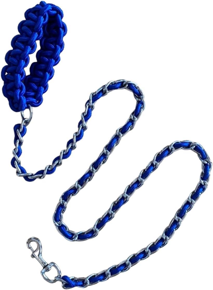 【全品P5倍★ワンダフルデー】犬用 リード 編み込み チェーン 中型犬 大型犬 お散歩 ロープ ペット 首輪(ブルー, 2XL)