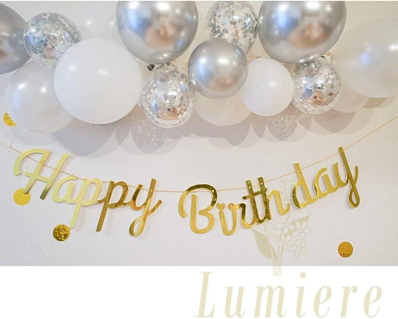 ガーランド 筆記体 誕生日 ウェディング 結婚式 ピンクゴールド Happy Birthday Ju...