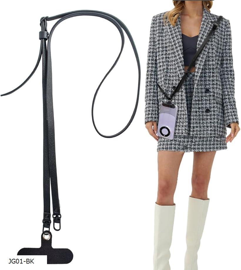 スマホストラップ ショルダーストラップ PUレザー 150cm 長さ調節可能 斜め掛け 掛けストラップ スマホ紛失・落下防止 スマホストラップ1本+パッチ1枚(...