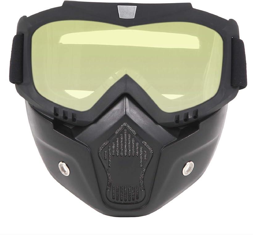 バイク用 ヘルメットマスク 取り外し可能 フェイスガード バイクゴーグル 目保護 UVカット オートバイ 防塵 耐久性 軽量 防風 視野界広い レンズカラー イエロー( イエローレンズ)