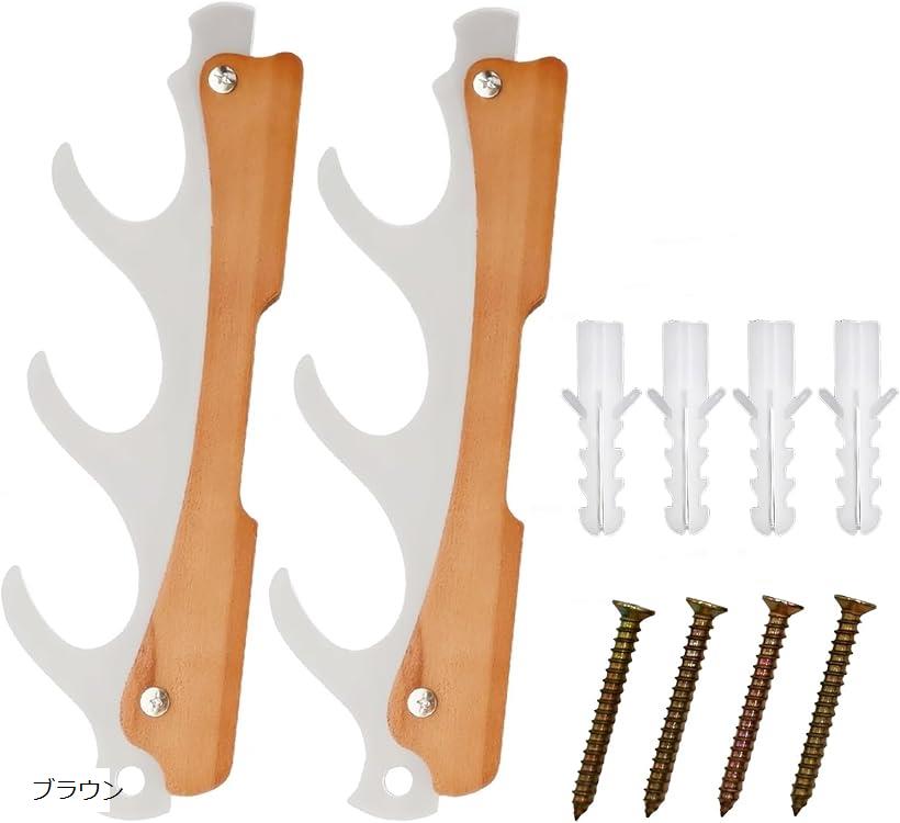刀掛け 剣ホルダー 壁掛け式 アクリル 3本掛け 木製 飾り棚 模造刀 クリア(ブラウン)