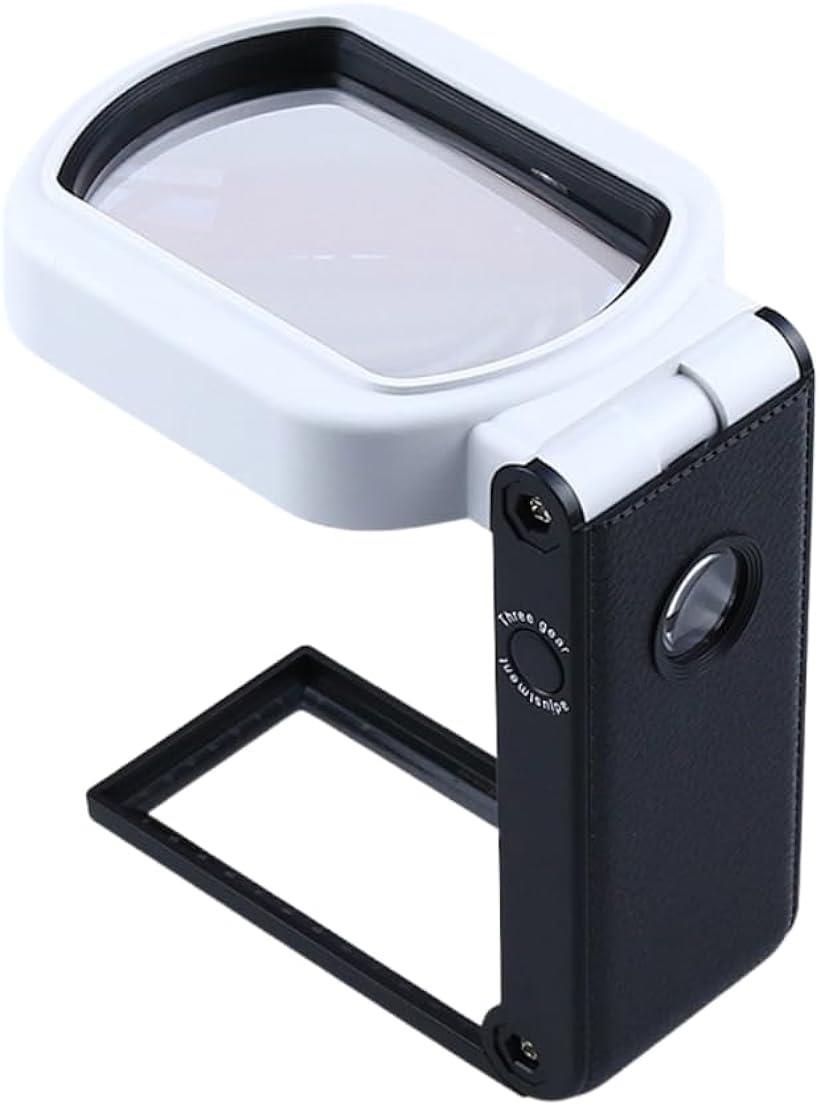スタンドルーペ 手持ち 拡大鏡 レンズ LED ライト付き 読書用 2種類レンズ
